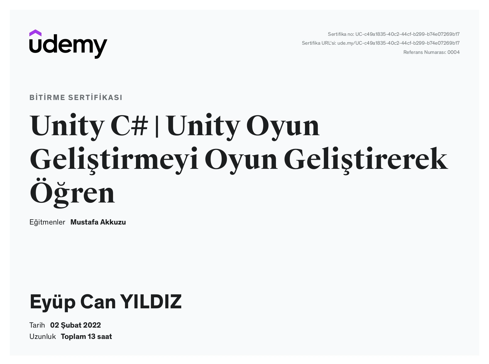 unity Sertifika